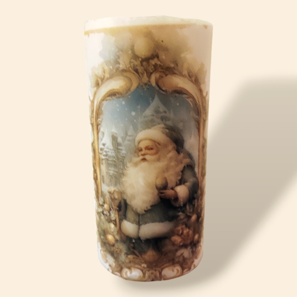 Vintage Santa Claus Pillar Candle